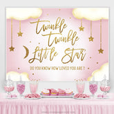 Lofaris Twinkle Glitter Stars With Cloud Baby Shower Backdrop